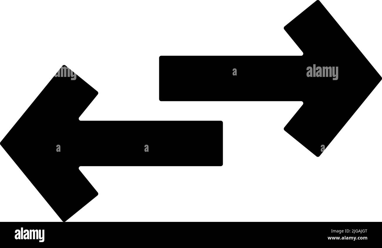 Symbol für zwei Pfeile in verschiedene Richtungen. Einfache Glyphe, flacher Vektor von Pfeilsymbolen für UI und UX, Website oder mobile Anwendung auf weißem Hintergrund Stock Vektor