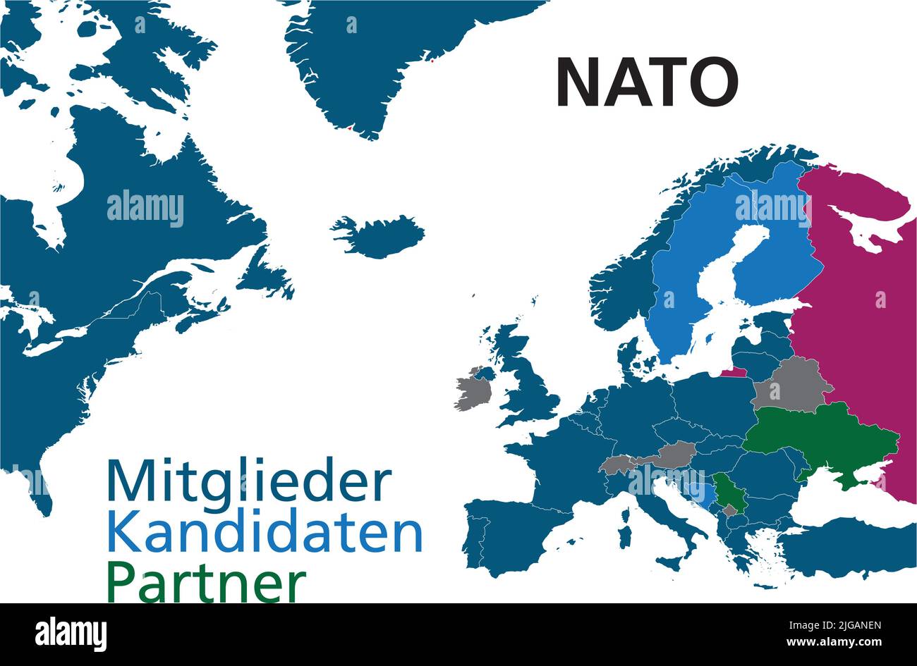 Alle Mitglieder, Kandidaten und Partner der nato im Jahr 2022 Stock ...