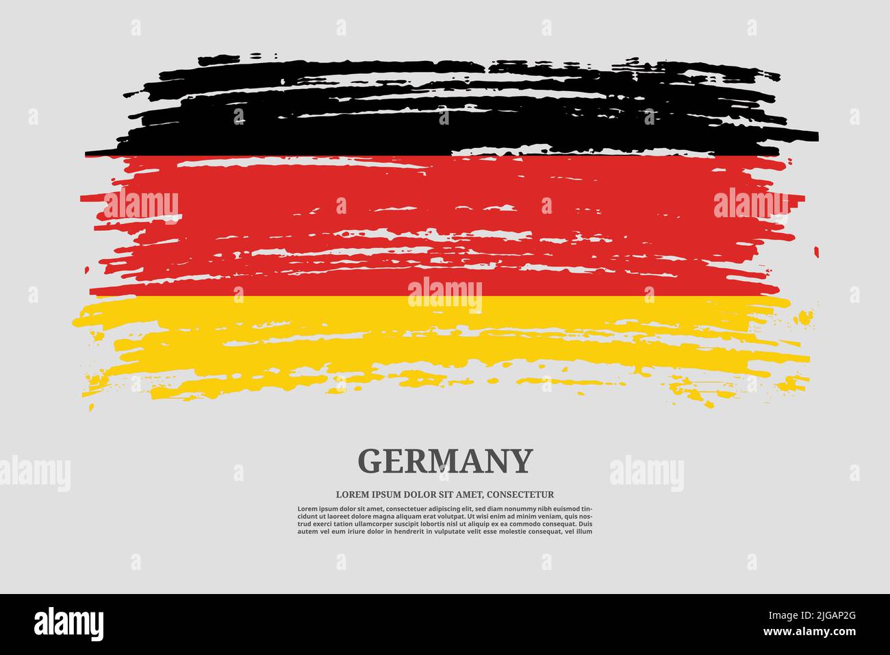 Deutschland Flagge mit Pinselstrich Effekt und Informationstextplakat, Vektor Hintergrund Stock Vektor
