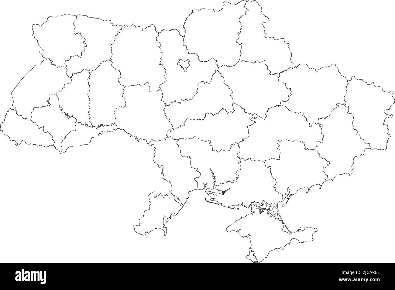 Weiße Karte von Raionen der UKRAINE Stock Vektor