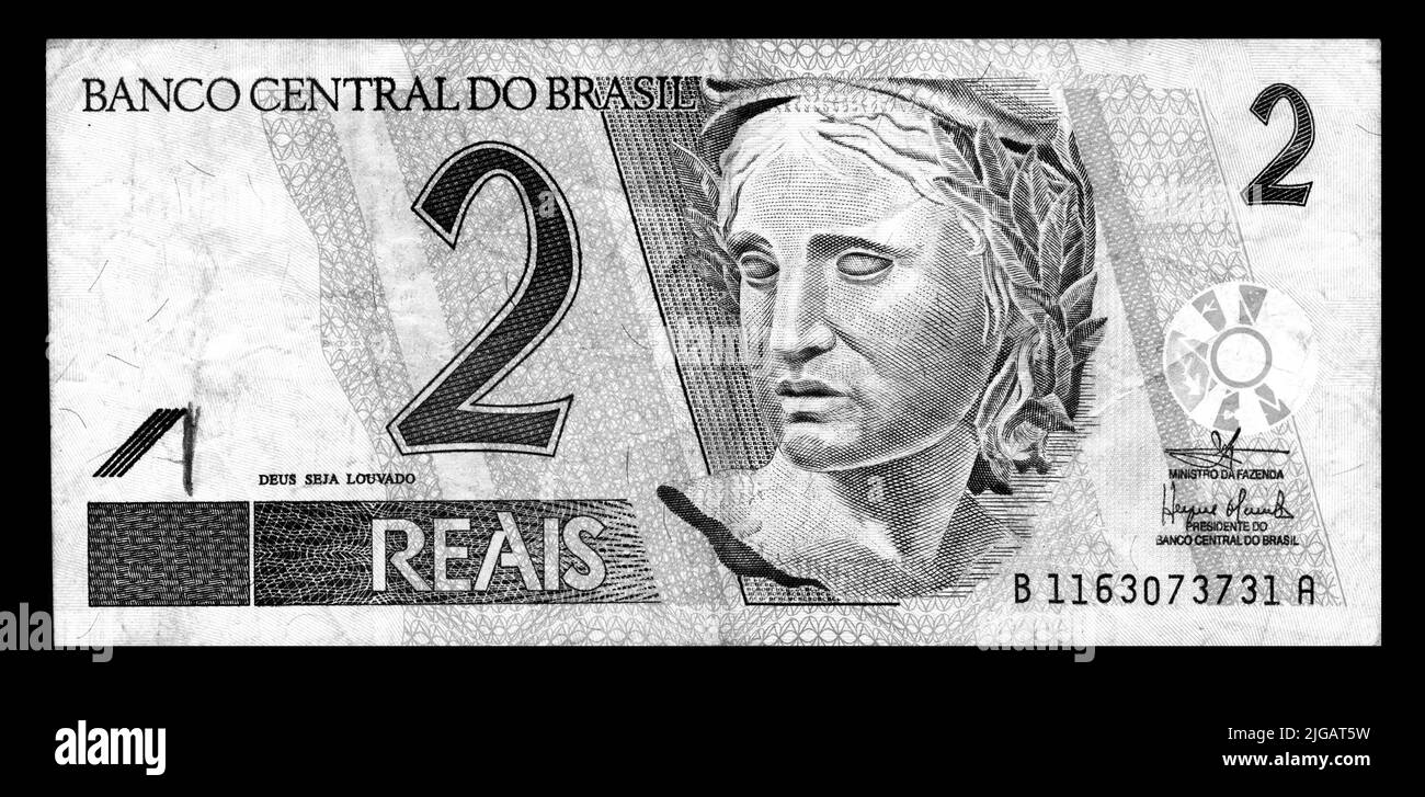 Foto Banknoten Brasilien, 2 reals,2001 Stockfoto