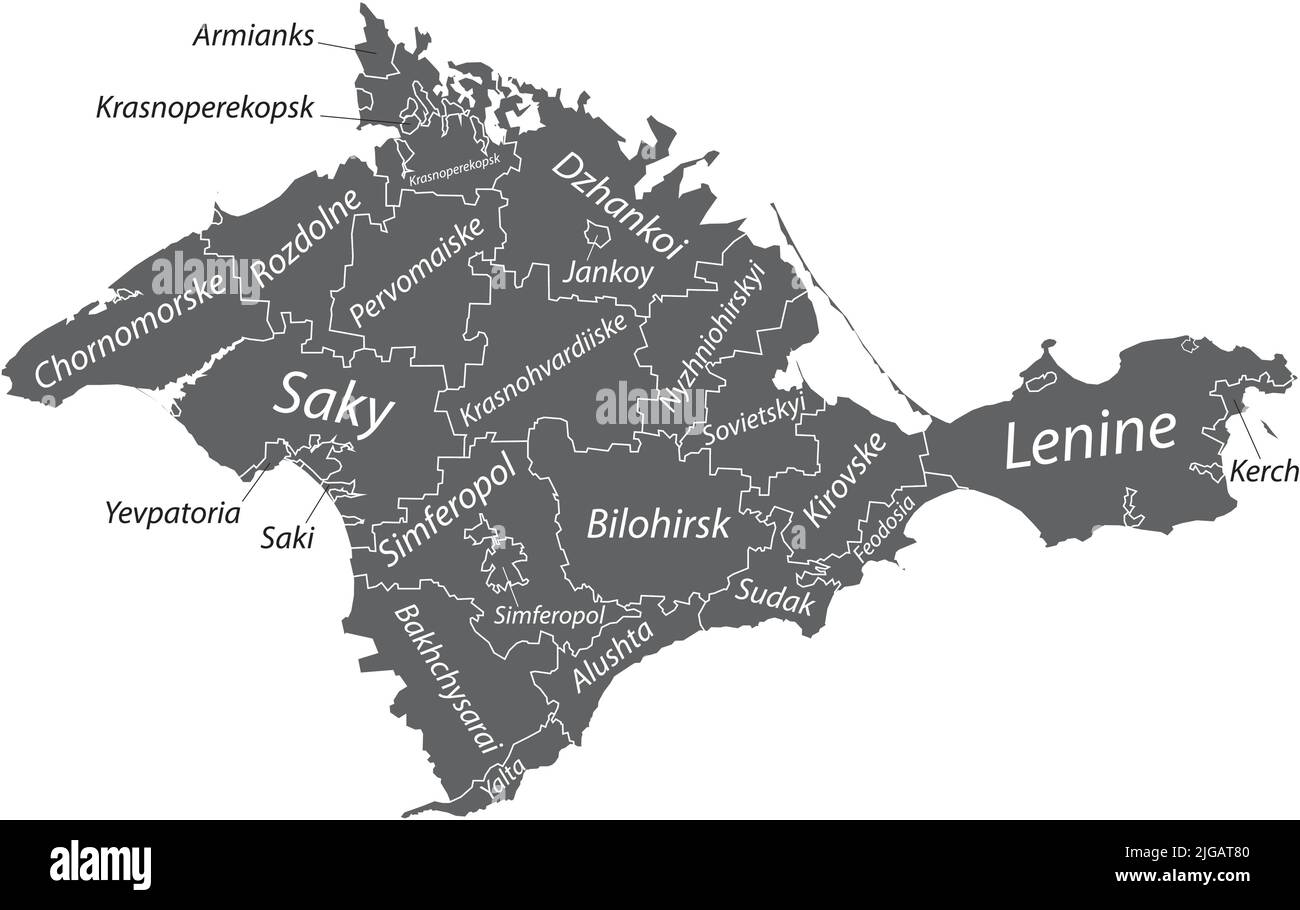 Lageplan des RAJONS BILOHIRSK, KRIM Stock Vektor