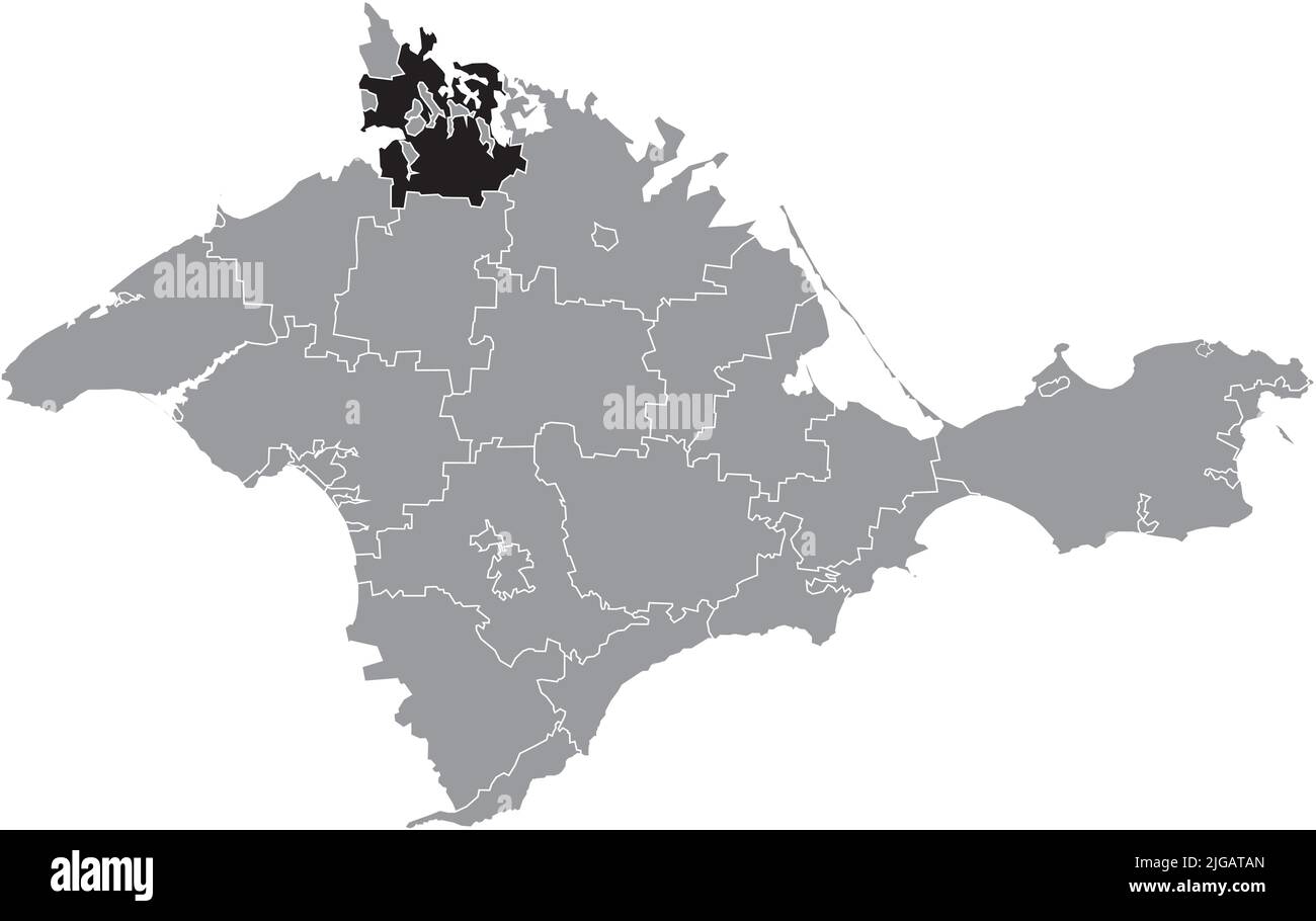 Lageplan des RAJONS KRASNOPEREKOPSK, KRIM Stock Vektor