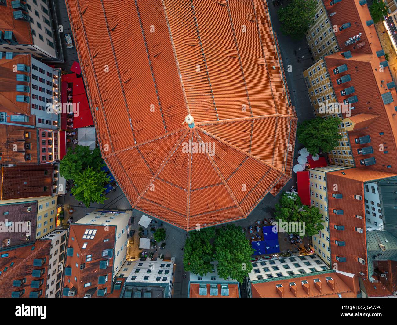 Satellitenansicht der Münchener Frauenkirche Stockfoto