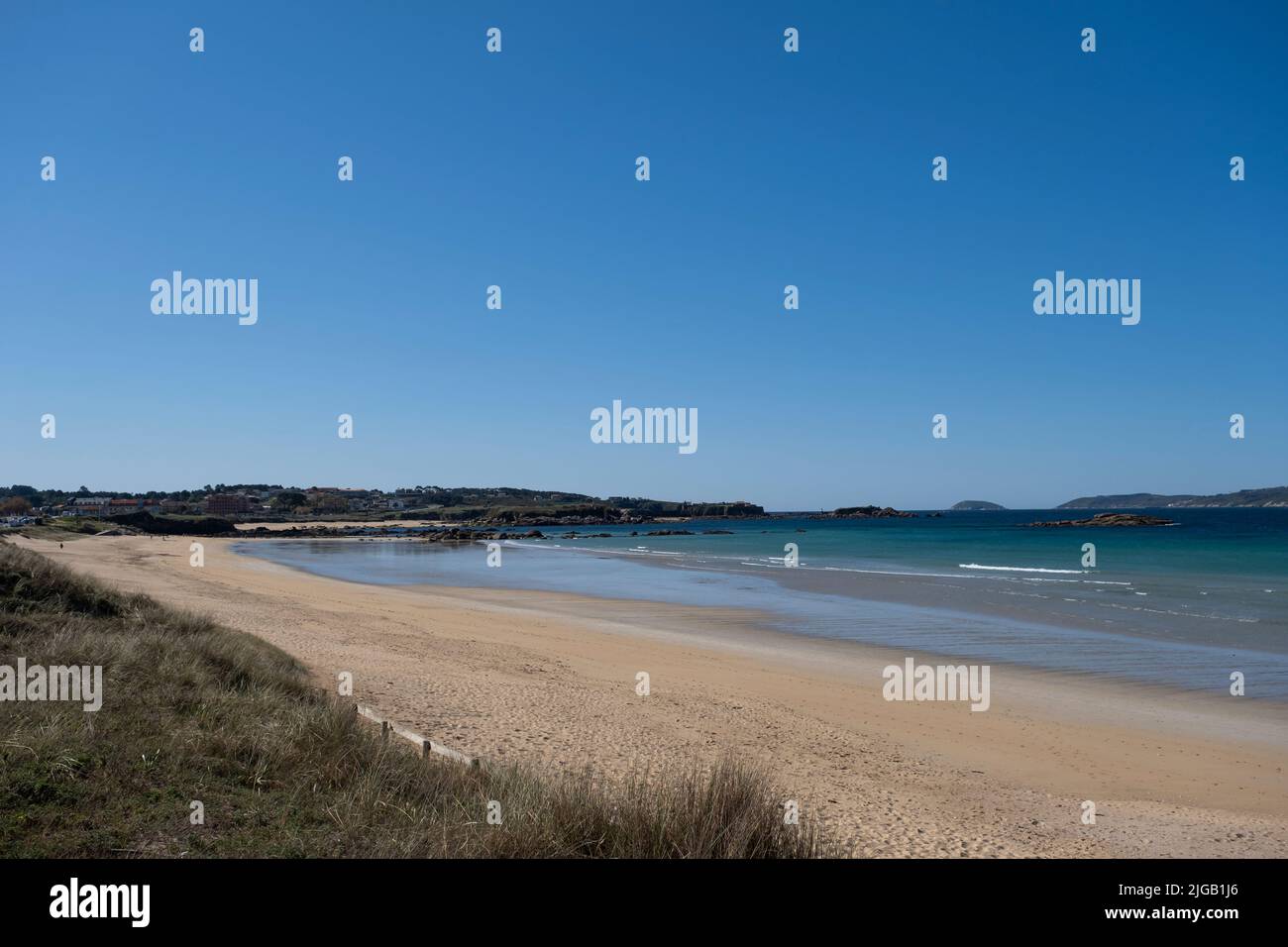 Sandstrand A Lanzada in O Grove, Galicia, Spanien Stockfoto