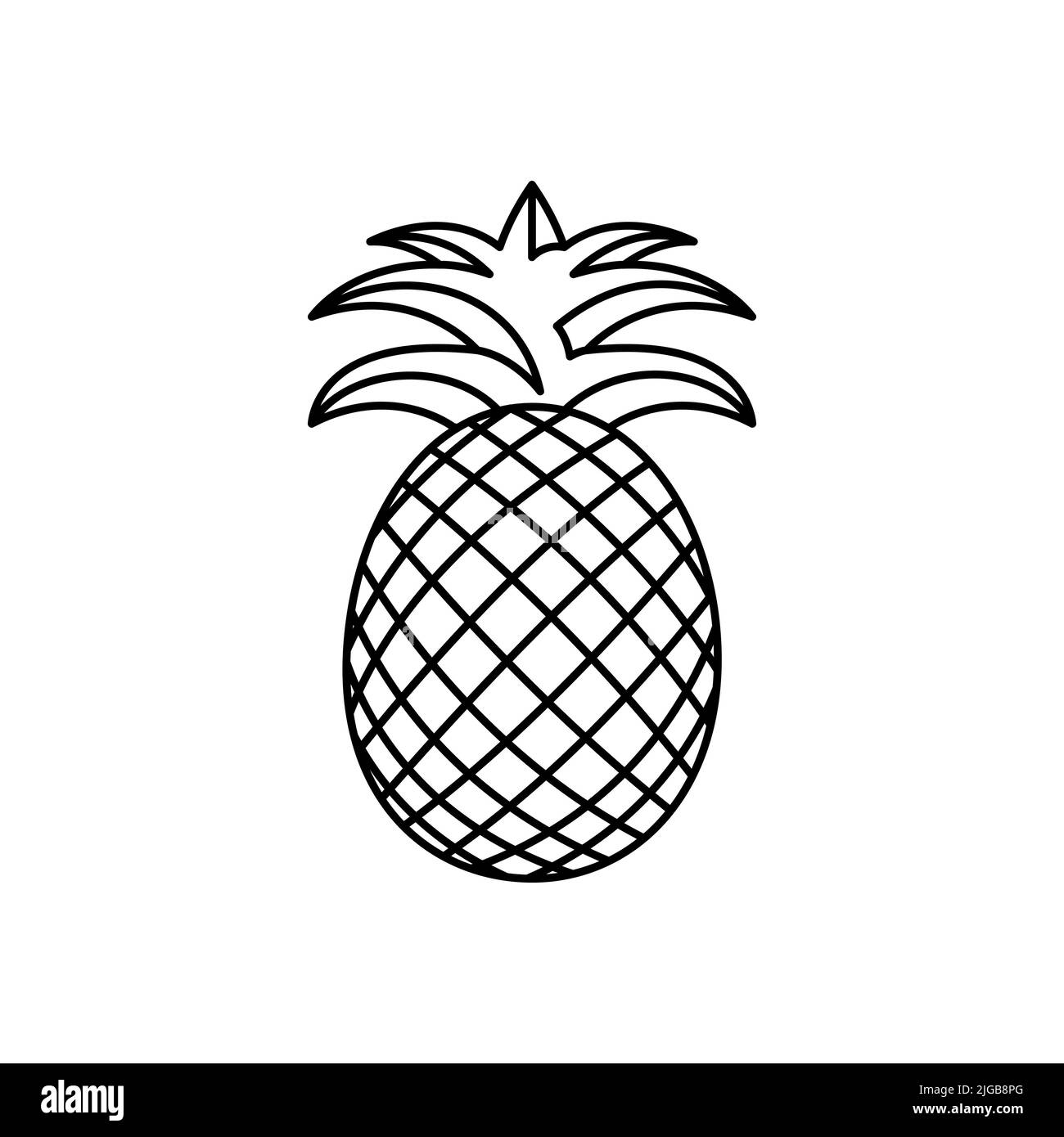 Vektor-Symbol für frische Ananas-Früchte. EPS 10. Abbildung tropischer Früchte. Vegetarische Speisekarte. Vegan, gesundes Essen. Kann für Themen wie Fre verwendet werden Stockfoto