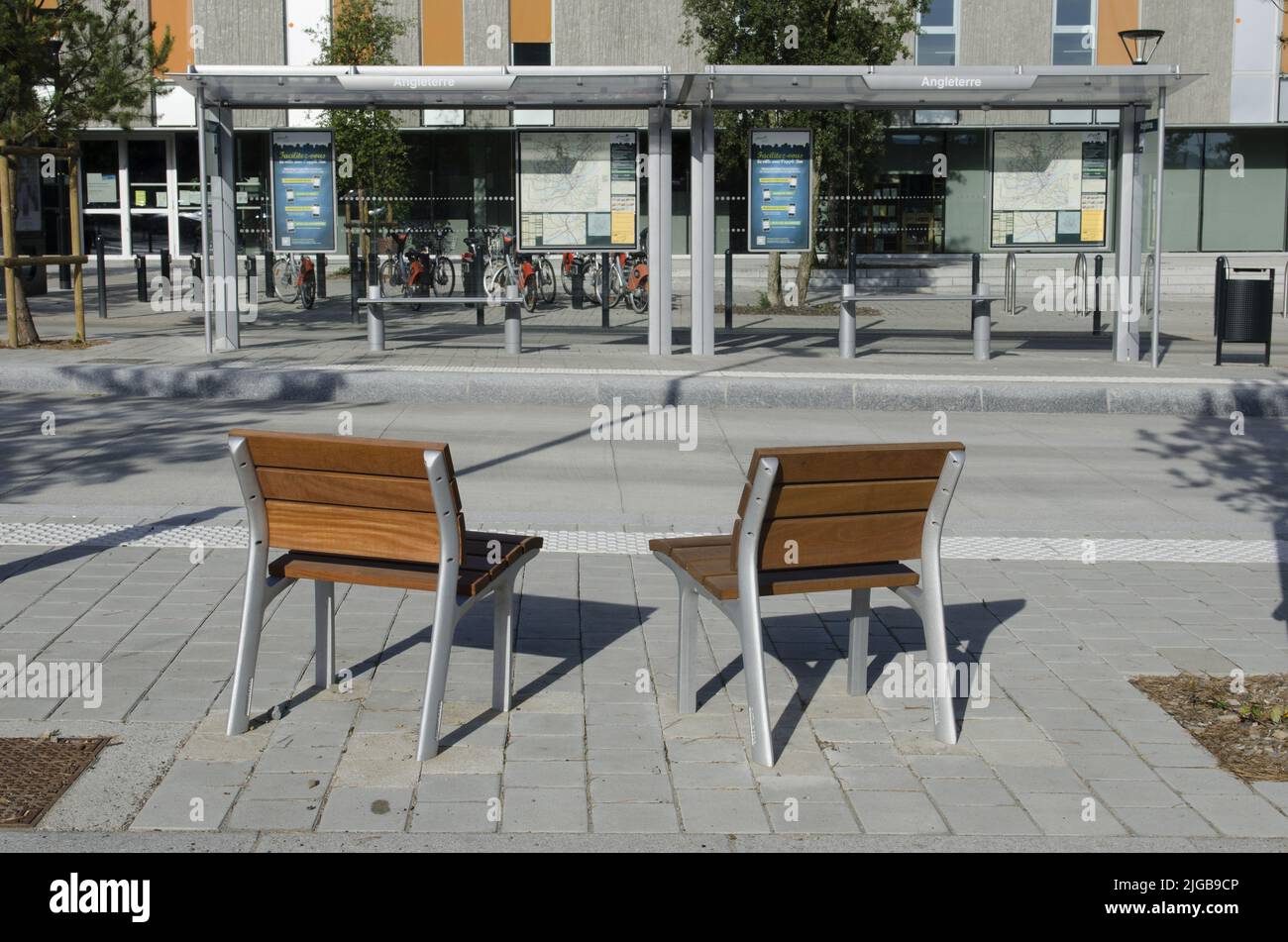 Straßenbahnhaltestelle in nantes, frankreich Stockfoto