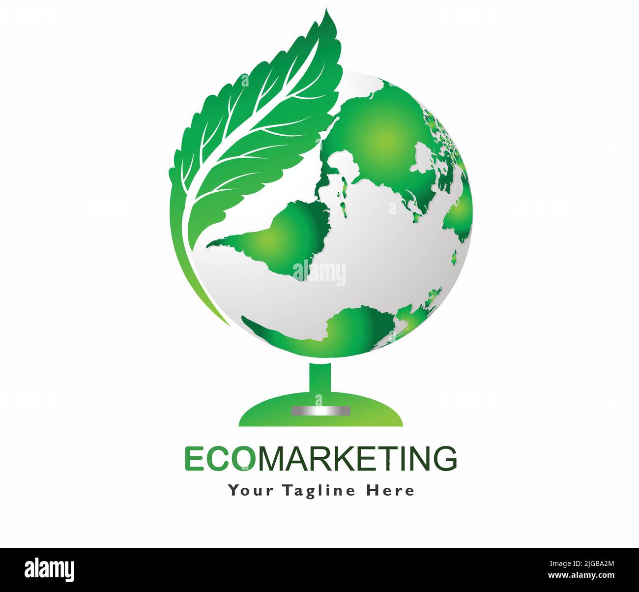 Eco Marketing Logo grün Marketing Globus Umwelt Symbol Symbol Blatt Vektor Logo gehen grün Logo Stock Vektor