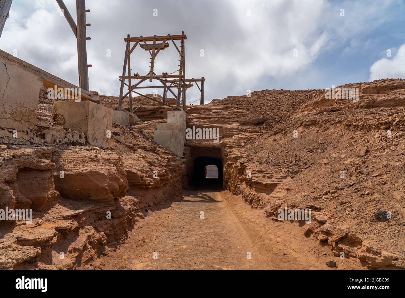 Weg zu den Salinas de Pedra de Lume, alten Salzseen auf der Insel Sal, Kap Verde Stockfoto