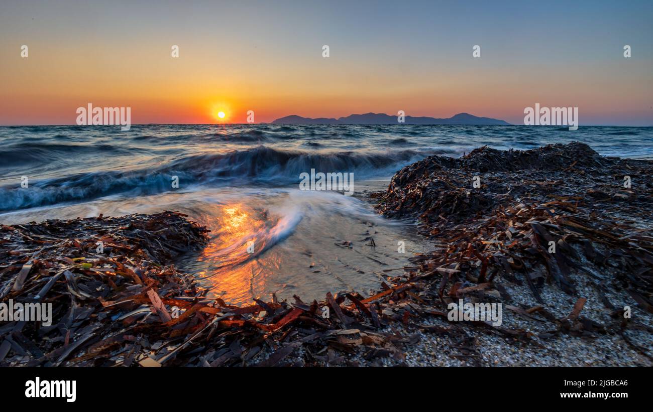 Schöner Nachmittag am Strand auf der insel kos, griechenland Stockfoto