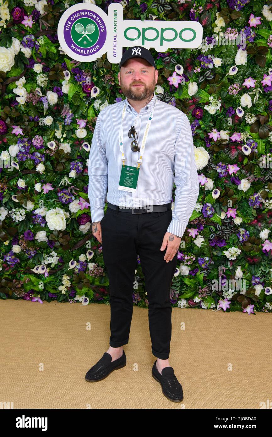 London, Großbritannien. 9. Juli 2022. Arron Crascall, der am 12. Tag der Wimbledon Championships 2022 im All England Lawn Tennis and Croquet Club, Wimbledon, London, an der HOSPITALITY Suite OPPO teilnahm. Bilddatum: Samstag, 9. Juli 2022. Bildnachweis sollte lauten: Matt Crossick/Empics/Alamy Live News Stockfoto