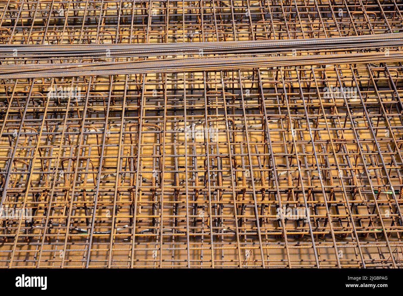 Bewehrung der Bodenplatte Stockfoto