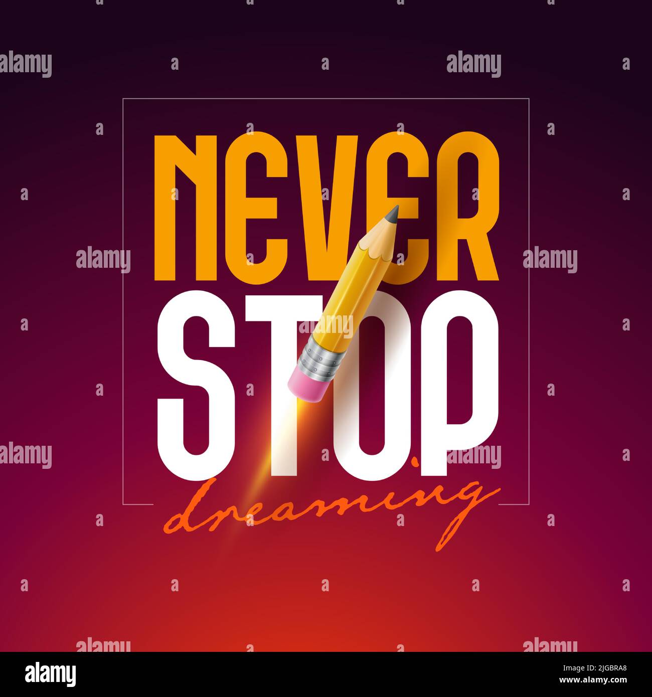 Never Stop Dreaming typografische Vektorgrafik Stock Vektor