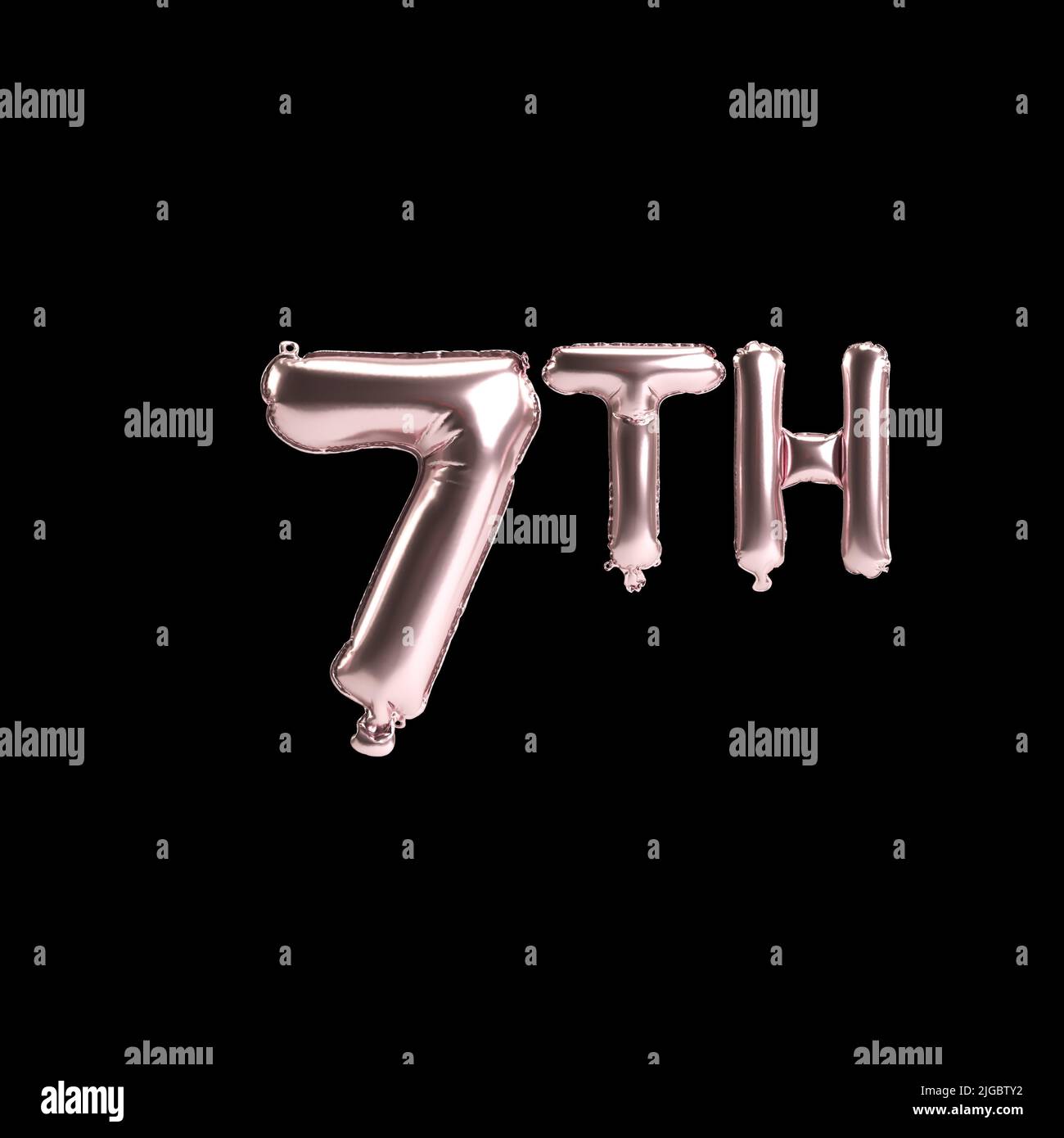 3D Illustration von 7. Rosenballons isoliert auf Hintergrund Stockfoto