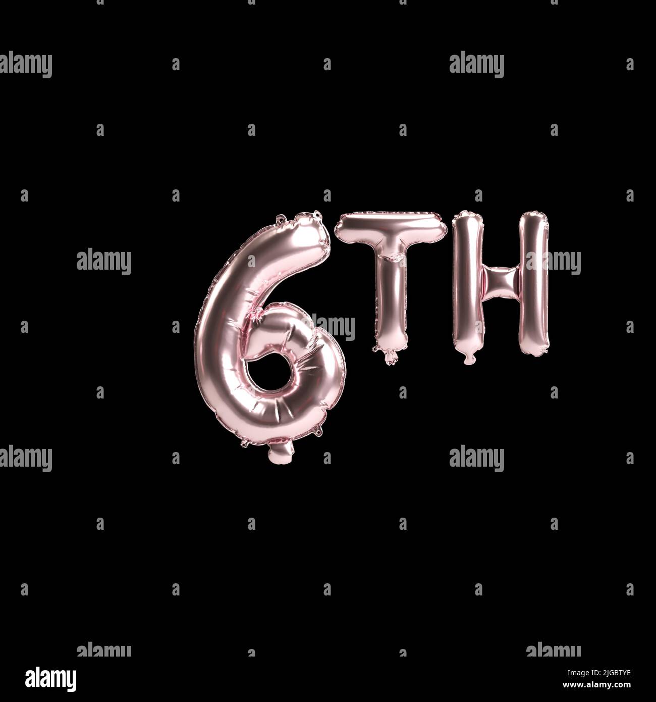 3D Illustration von 6. Rosenballons isoliert auf Hintergrund Stockfoto