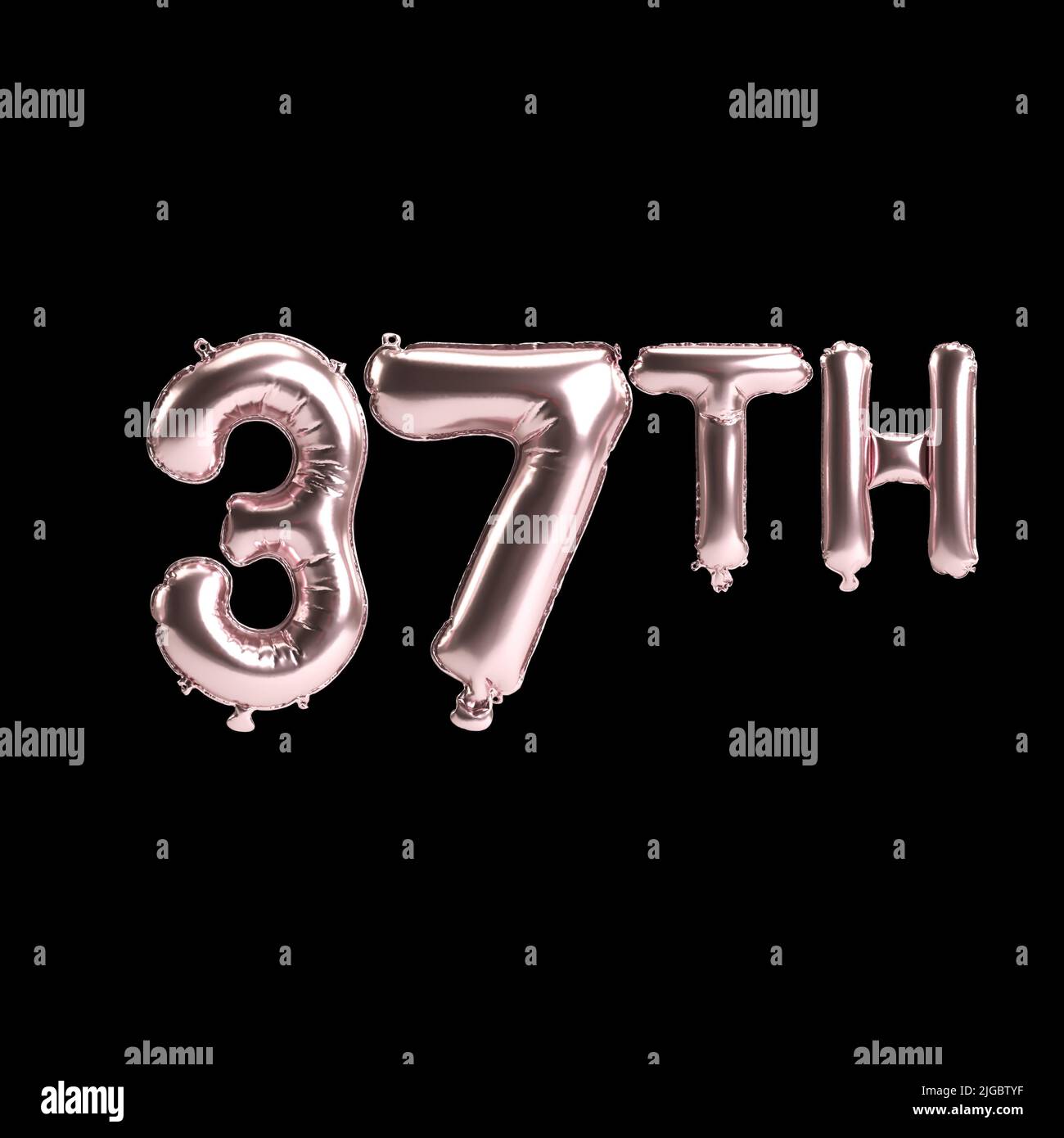 3D Illustration von 37. Rosenballons isoliert auf Hintergrund Stockfoto