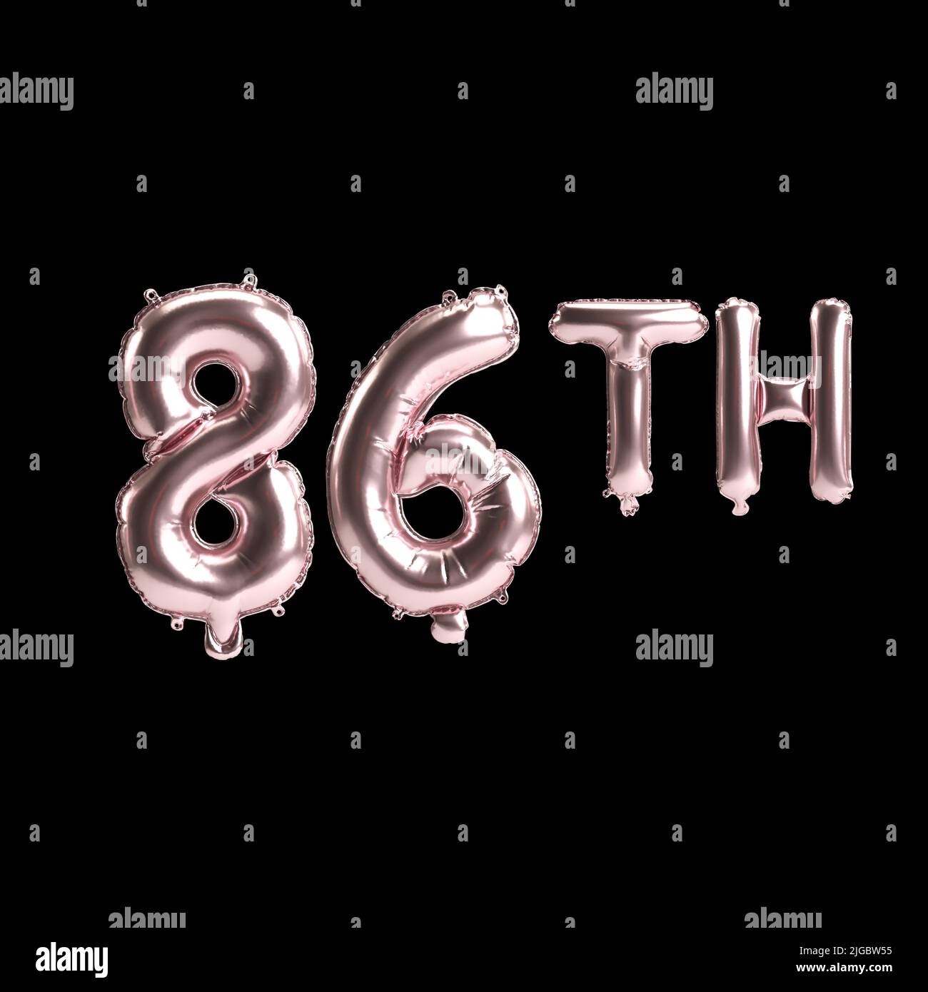 3D Illustration von 86. Rosenballons isoliert auf Hintergrund Stockfoto
