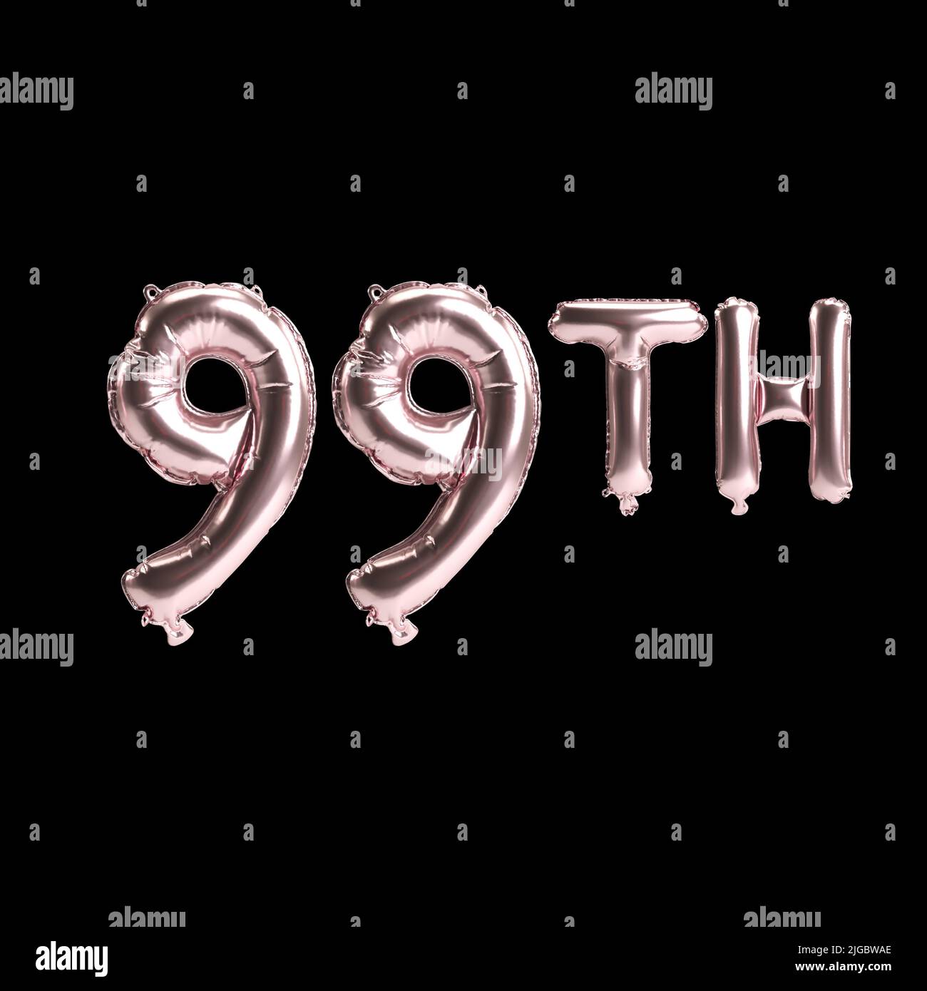 3D Illustration von 99. Rosenballons isoliert auf Hintergrund Stockfoto