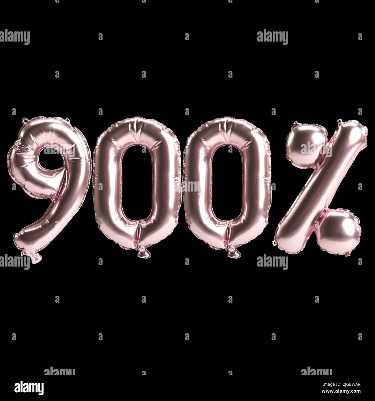3D Illustration von 900 Prozent Rosenballons isoliert auf Hintergrund Stockfoto