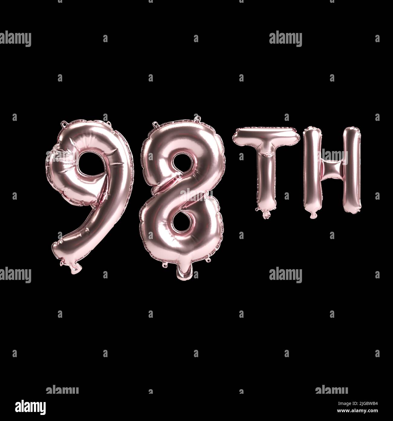 3D Illustration von 98. Rosenballons isoliert auf Hintergrund Stockfoto