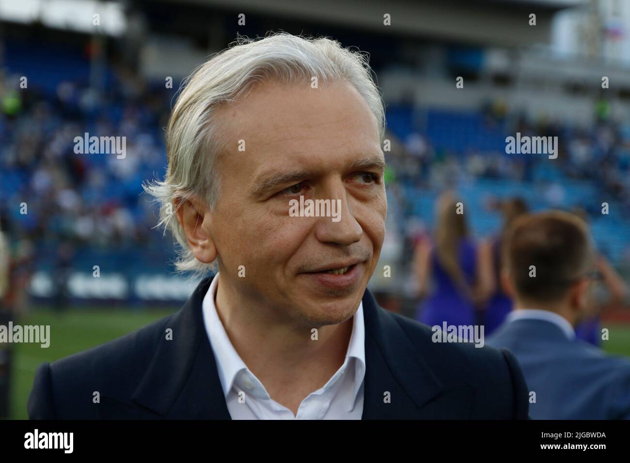 Sankt Petersburg, Russland. 08.. Juli 2022. Alexander Dyukov, Vorsitzender des Vorstands und CEO von Gazprom Neft, Präsident der RFS, beim Wettspiel der Legenden zwischen Zenit Sankt Petersburg und Spartak Moskau im Petrovsky Stadium. Endergebnis: Zenit 2:0 Spartak. Kredit: SOPA Images Limited/Alamy Live Nachrichten Stockfoto