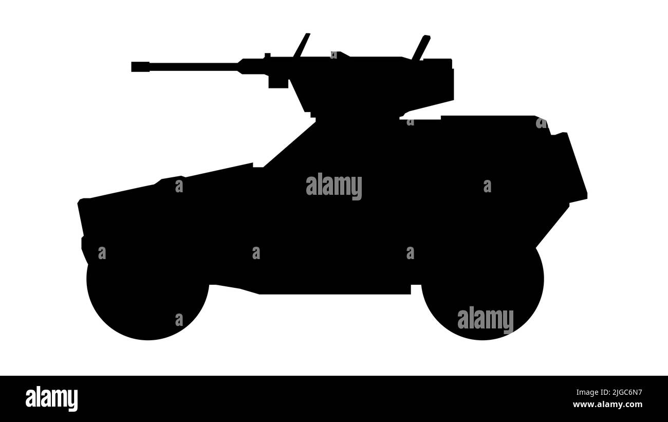 Combat Fighting Fahrzeug Silhouette. LGS Fennek 2000 Deutschland. Schwarz militärische Schlacht Maschine Vektor-Symbol auf weißem Hintergrund, moderne Armee Transport. Stock Vektor