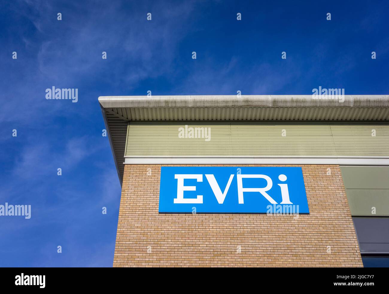 EVRi-Kurier Southampton Depot entlang der Teststraße, Southampton, Hampshire, England, Großbritannien Stockfoto