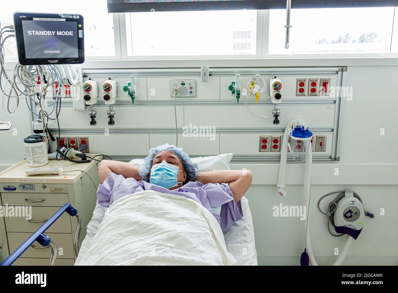 Miami Beach, Florida, Mount Mt. Sinai Medical Center Krankenhaus im Inneren, Skolnick OP-Tower-Patientenmonitor im OP, Hispa Stockfoto