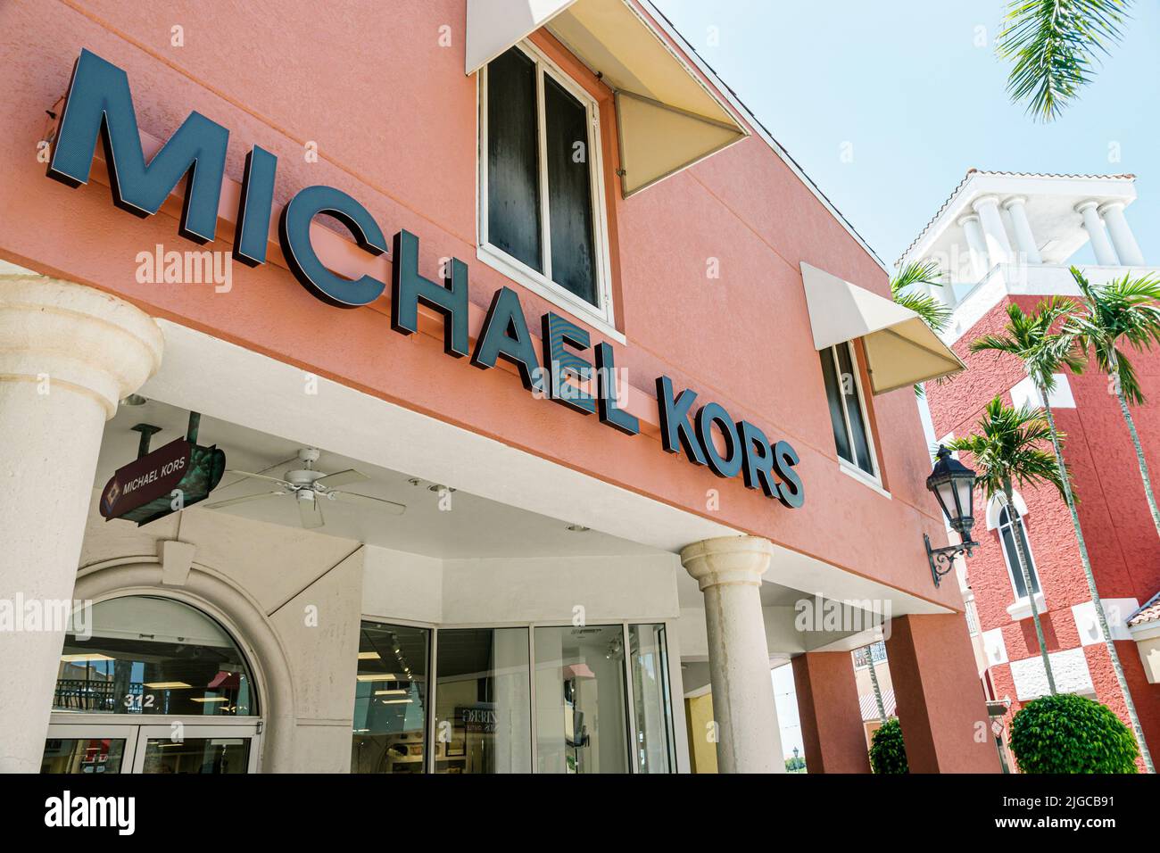 Estero Florida, Miromar Outlet Factory Outlets Designer Name Marke Einkaufszentrum außerhalb Außenschild Michael Kors Stockfoto