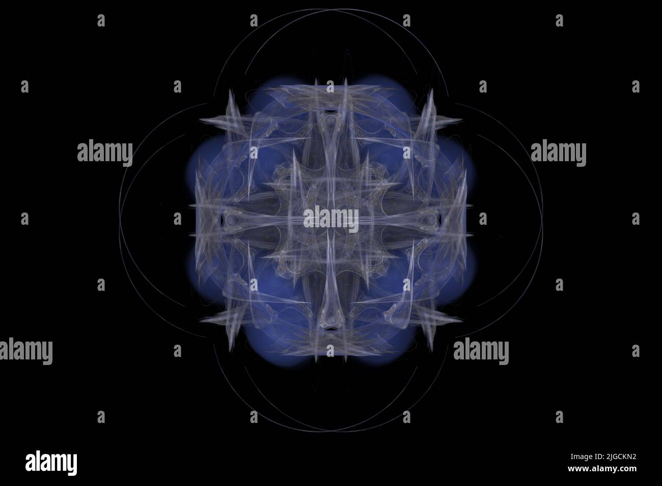 Digital Fractal Render Exquisite dynamisch fließende blaue Energielinien mit Rotationssymmetrie - hochwertiger abstrakter Hintergrund Stockfoto