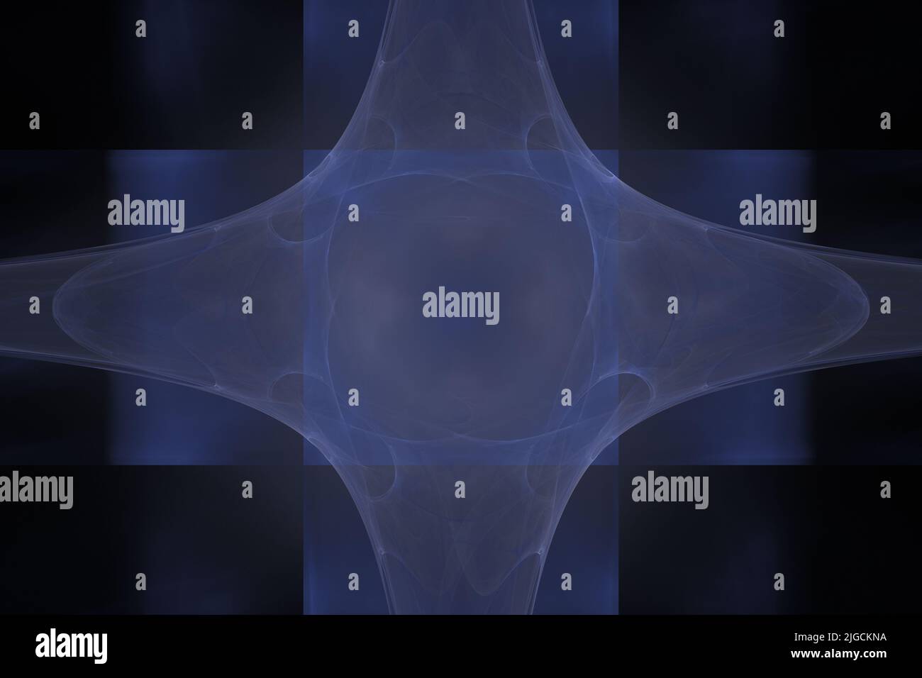 Digital Fractal Render Exquisite dynamisch fließende blaue Energielinien mit Rotationssymmetrie - hochwertiger abstrakter Hintergrund Stockfoto