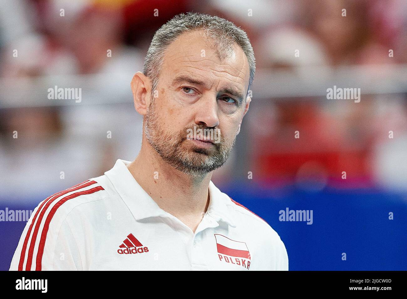 Nikola Grbic leitet Coach von Polen beim Spiel der Volleyball Nations League der Männer 2022 zwischen Polen und den Niederlanden in Danzig, Polen, am 09. Juli 2022. Stockfoto