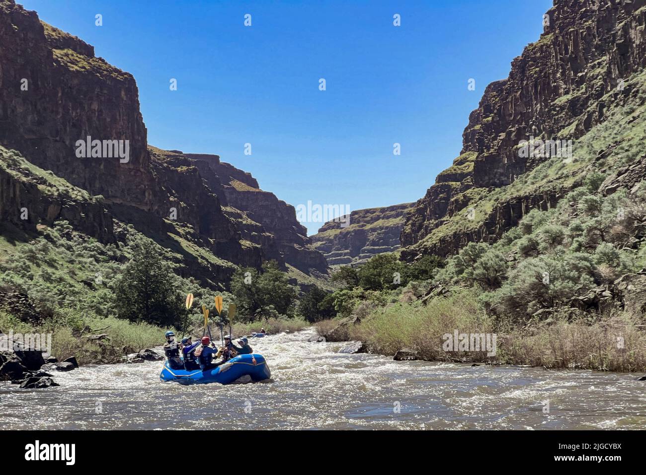 Rafting auf dem Bruneau River in Idaho mit Far & Away Adventures. Stockfoto