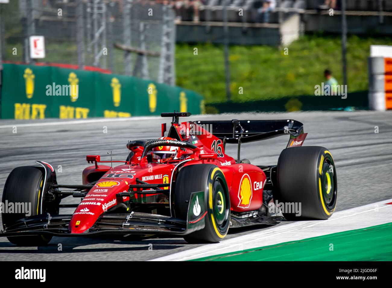 Spielberg, Österreich, 09.. Juli 2022, Charles Leclerc aus Monaco tritt für die Scuderia Ferrari an. Sprint Race, Runde 11 der Formel-1-Meisterschaft 2022. Kredit: Michael Potts/Alamy Live Nachrichten Stockfoto