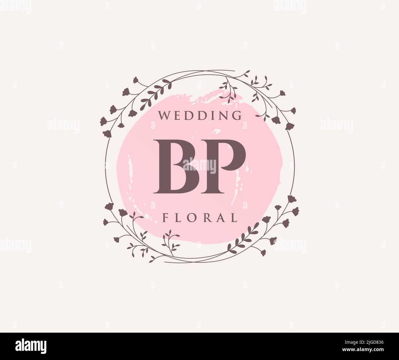 BP Initials Letter Hochzeit Monogramm Logos Vorlage, handgezeichnete moderne minimalistische und florale Vorlagen für Einladungskarten, Save the Date, elegant Stock Vektor