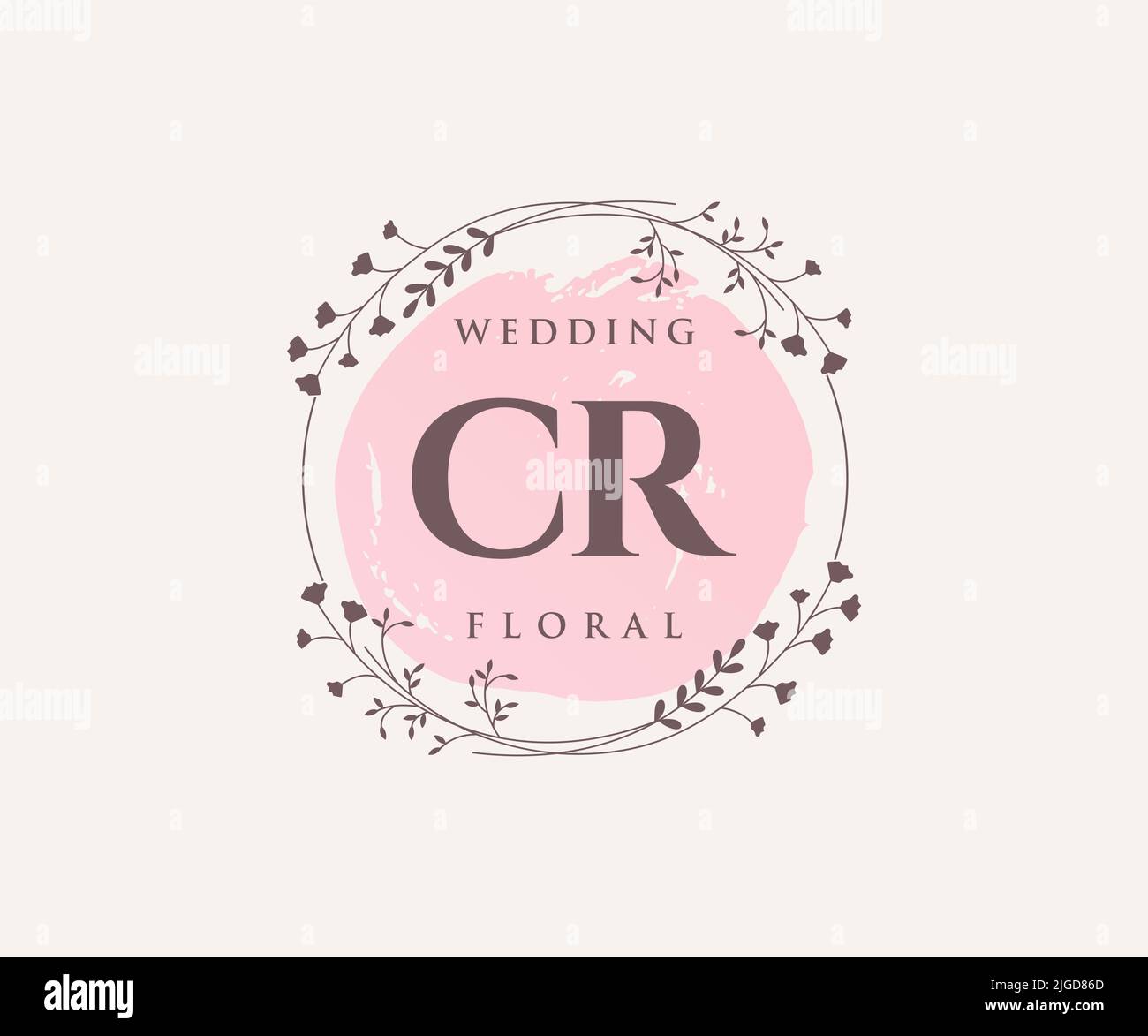 CR Initialen Brief Hochzeit Monogramm Logos Vorlage, handgezeichnete moderne minimalistische und florale Vorlagen für Einladungskarten, Save the Date, elegant Stock Vektor