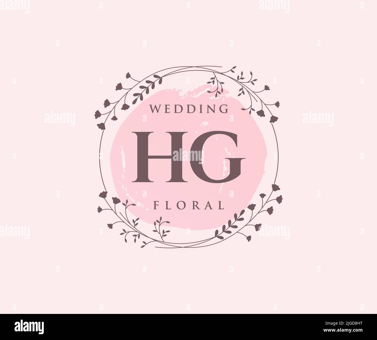 HG Initialen Brief Hochzeit Monogramm Logos Vorlage, handgezeichnete moderne minimalistische und florale Vorlagen für Einladungskarten, Save the Date, elegant Stock Vektor