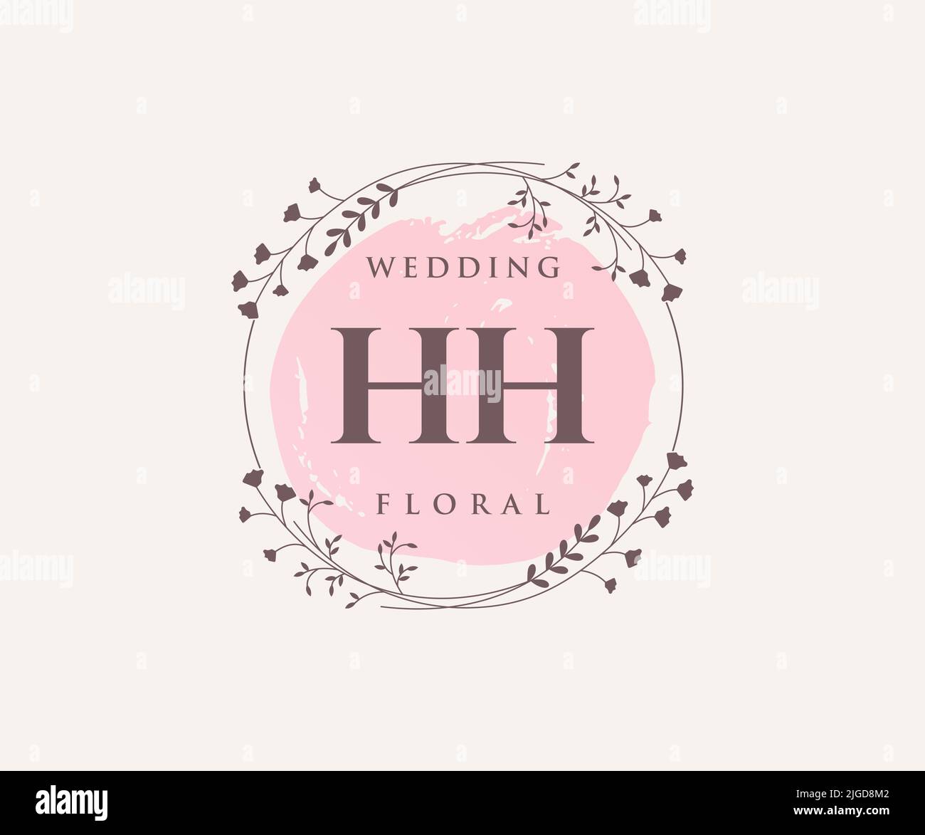 HH Initialen Brief Hochzeit Monogramm Logos Vorlage, handgezeichnete moderne minimalistische und florale Vorlagen für Einladungskarten, Save the Date, elegant Stock Vektor