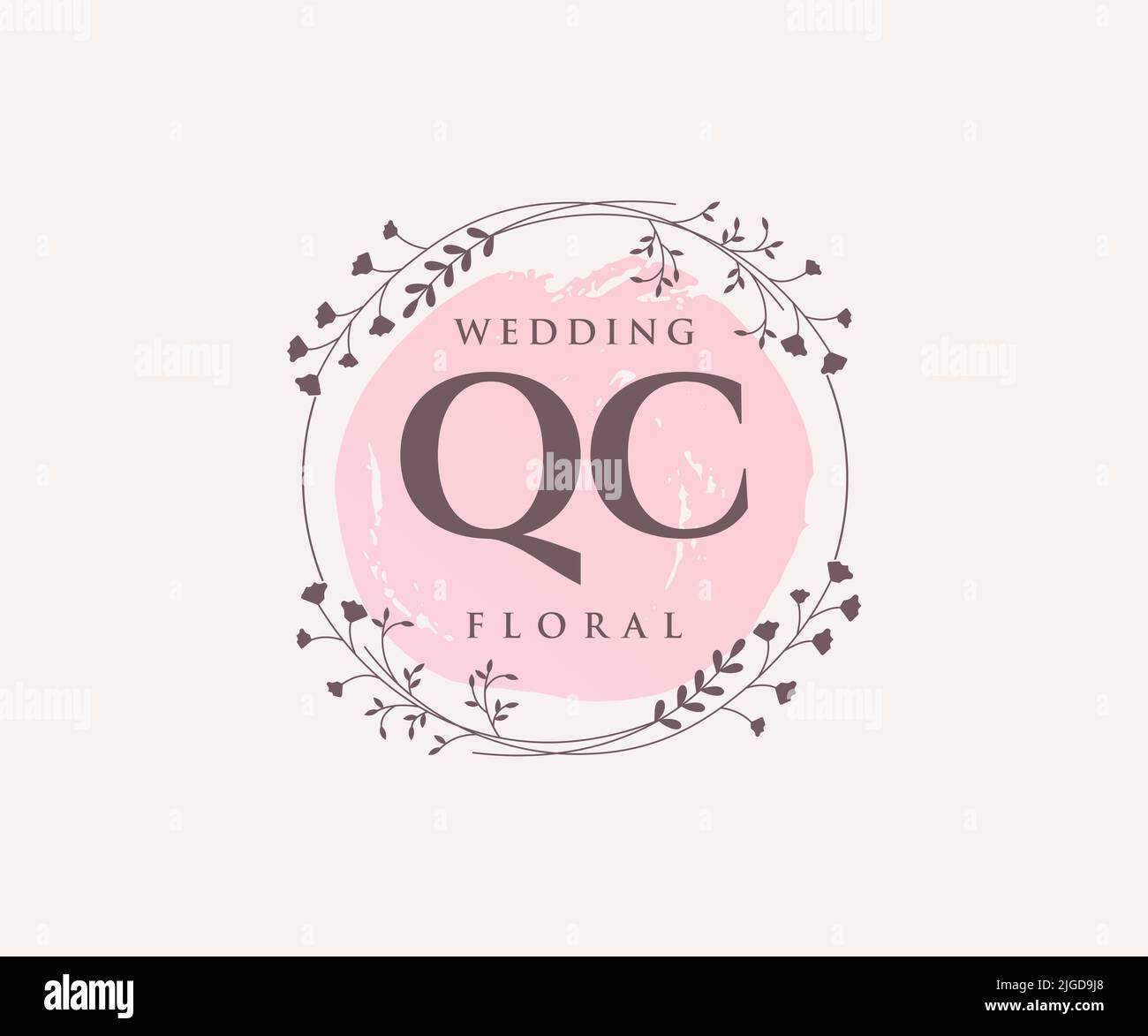 QC Initials Letter Hochzeitsmonogramm Logos Vorlage, handgezeichnete moderne minimalistische und florale Vorlagen für Einladungskarten, Save the Date, elegant Stock Vektor