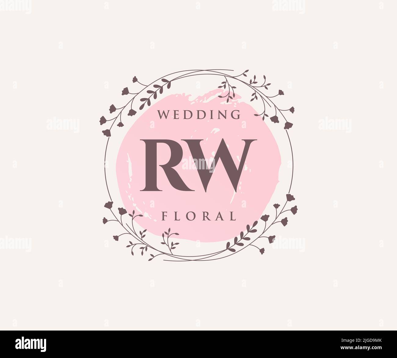 RW Initialen Brief Hochzeit Monogramm Logos Vorlage, handgezeichnete moderne minimalistische und florale Vorlagen für Einladungskarten, Save the Date, elegant Stock Vektor