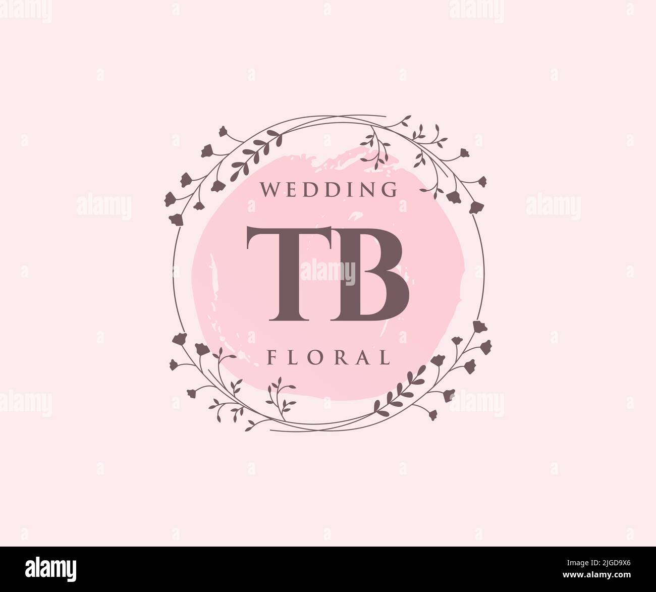 TB Initialen Brief Hochzeit Monogramm Logos Vorlage, handgezeichnete moderne minimalistische und florale Vorlagen für Einladungskarten, Save the Date, elegant Stock Vektor