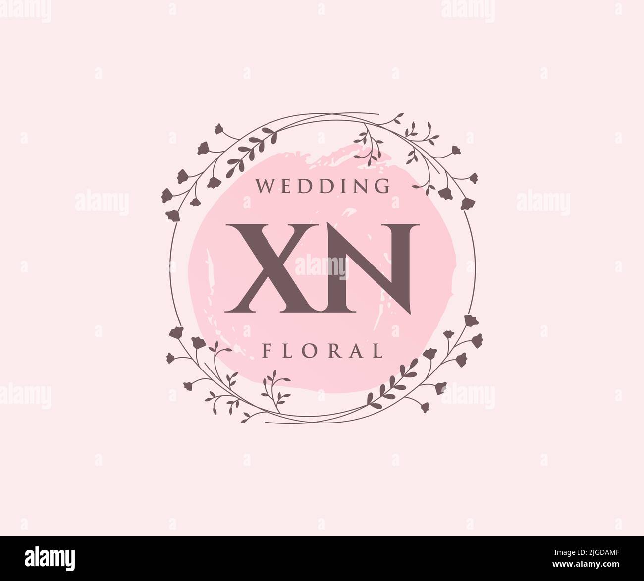 XN Initialen Brief Hochzeit Monogramm Logos Vorlage, handgezeichnete moderne minimalistische und florale Vorlagen für Einladungskarten, Save the Date, elegant Stock Vektor