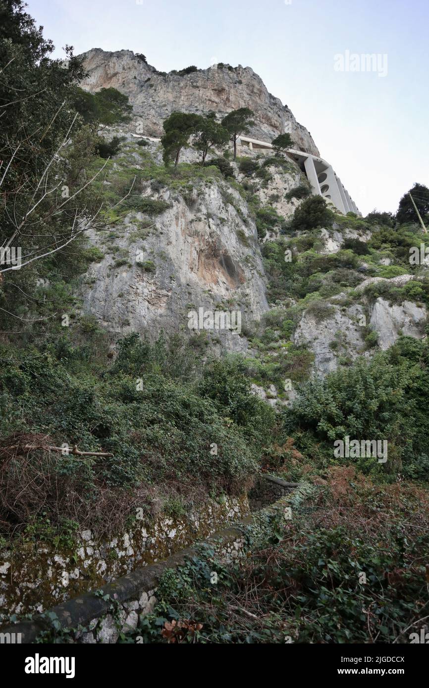 Anacapri - Scorcio della Scala Fenicia che Sale verso Monte Solaro Stockfoto