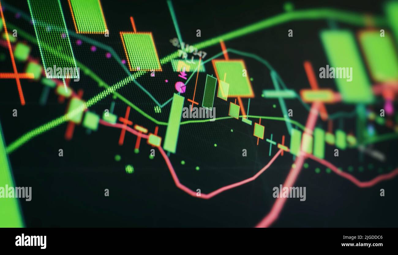 Abstrakte Grafik bestehend aus verblurten Punkten , Grafik und Diagramm . Informationskonzept . Geschäft , Technologie Hintergrund . Stockfoto