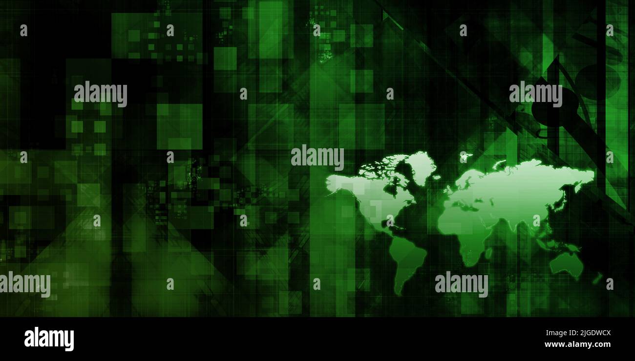 Globalisierung und Marktwirtschaft als Technologie Stockfoto