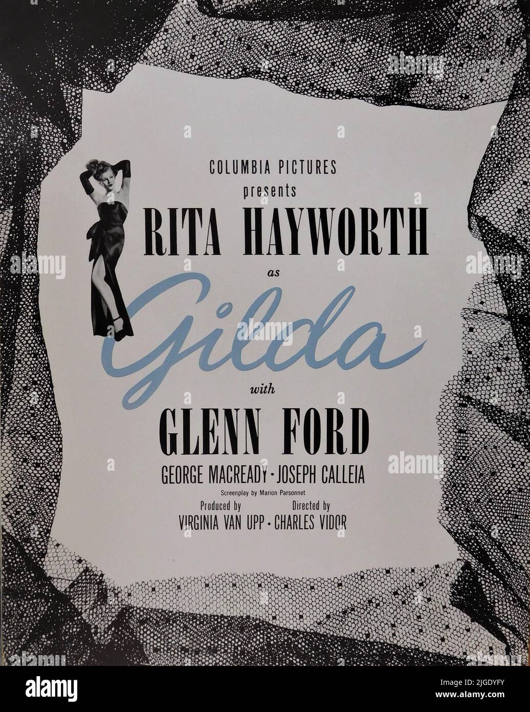 RITA HAYWORTH in GILDA 1946 der Regisseur CHARLES VIDOR hat die Jean Louis Produzentin Virginia Van Upp Columbia Picters in den Bann gestaffeln Stockfoto