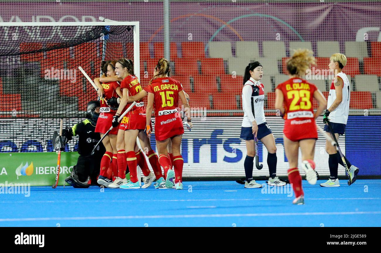 TERRASSA 2022 Frauen-WM Spanien & NiederlandeKorea gegen Spanien (Pool C) Foto: Begoña Garcia erzielte 0:1. COPYRIGHT RODRIGO JARAMILLO Stockfoto