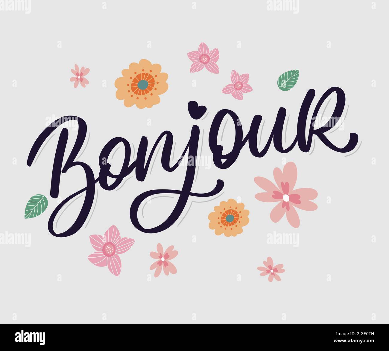 Bonjour Paris Phrase Vector Lettering Calligraphy Brush Kreidetafel Stock Vektor