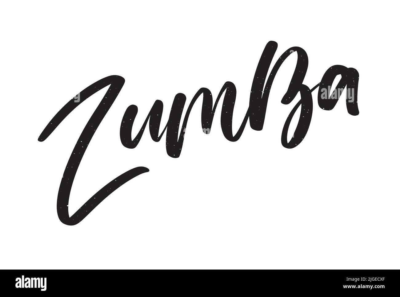 Zumba Dance Studio Text. Kalligraphie Wort Banner Design. Aerobe Fitness. Vektor-Handschriftzug Illustration auf weißem Hintergrund. Stock Vektor