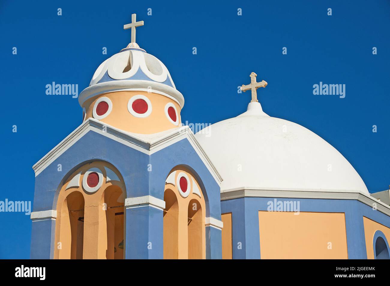 Katholische Kirche des Heiligen Stylianos in Thira, Santorini, Griechenland Stockfoto